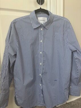 Frame Blue Striped Button-Down Shirt